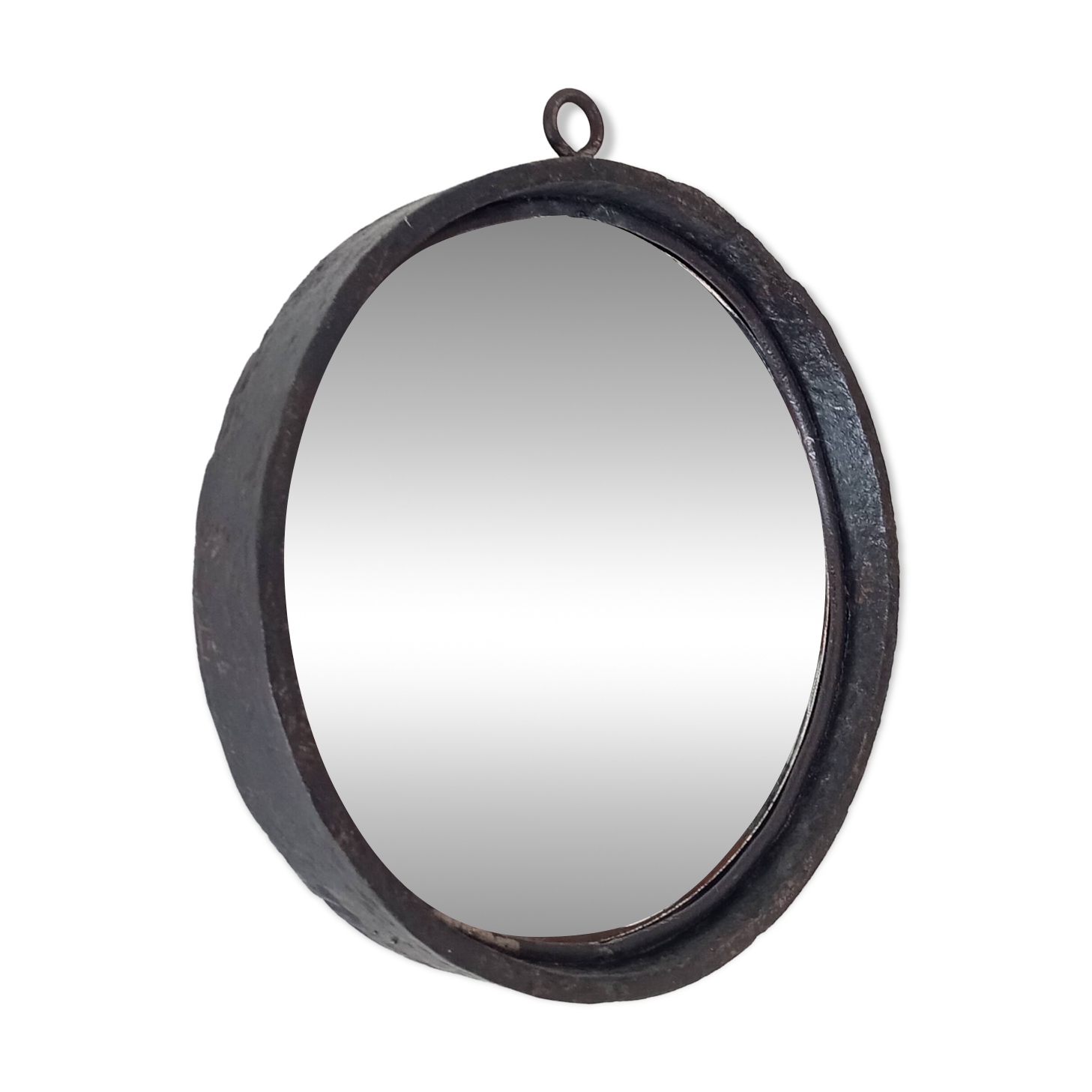 Brutalist antique mirror in wrought iron DLG Jean Touret