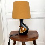 Vintage 50s black and gold ceramic lamp