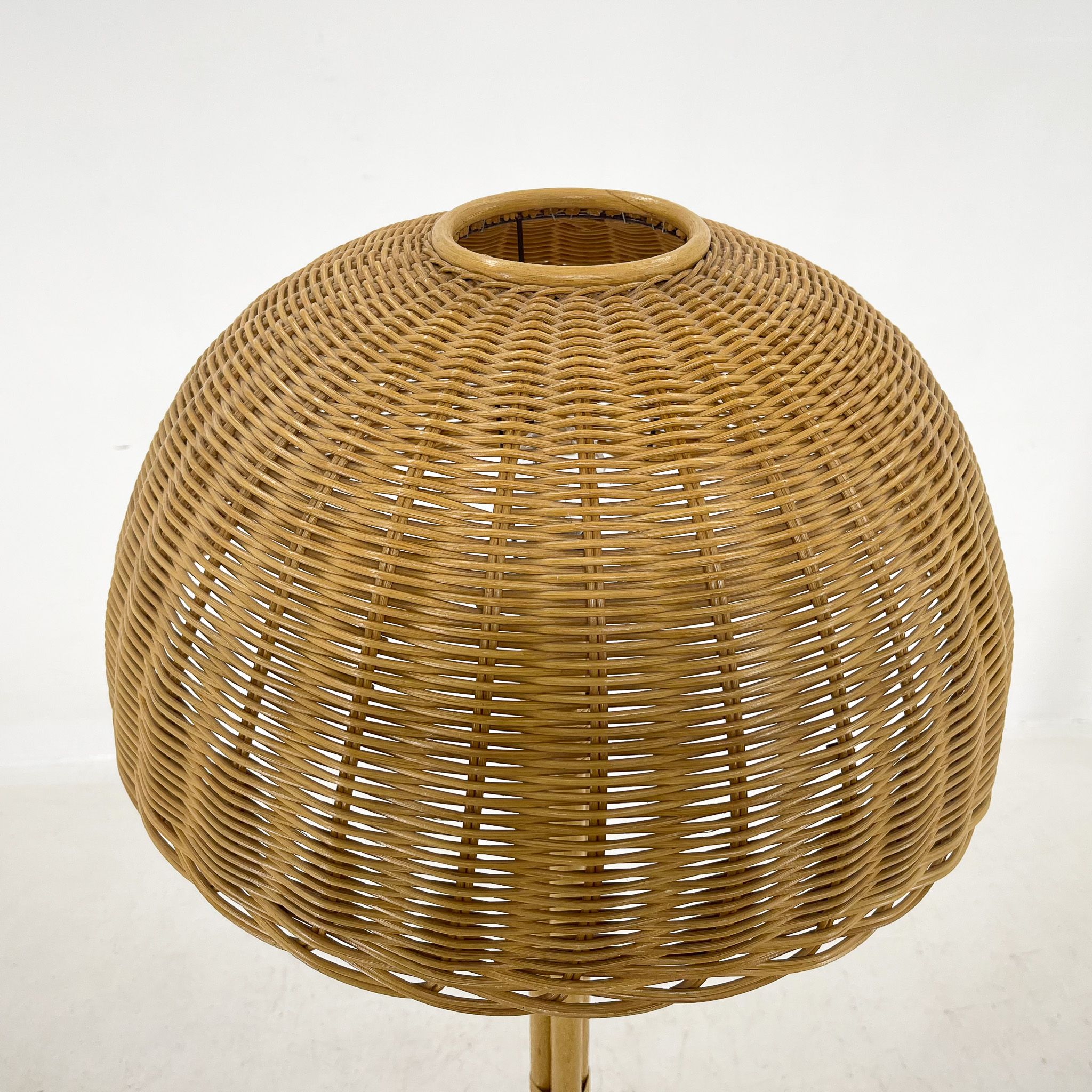 1980's Rattan Floor Lamp, Czechoslovakia