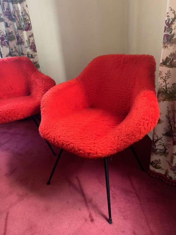 paire de fauteuil Moumoute années 50