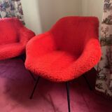 pair of Moumoute armchairs from the 50s