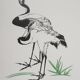 Mokuchu URUSHIBARA: Japanese print, The White Herons, Woodblock print