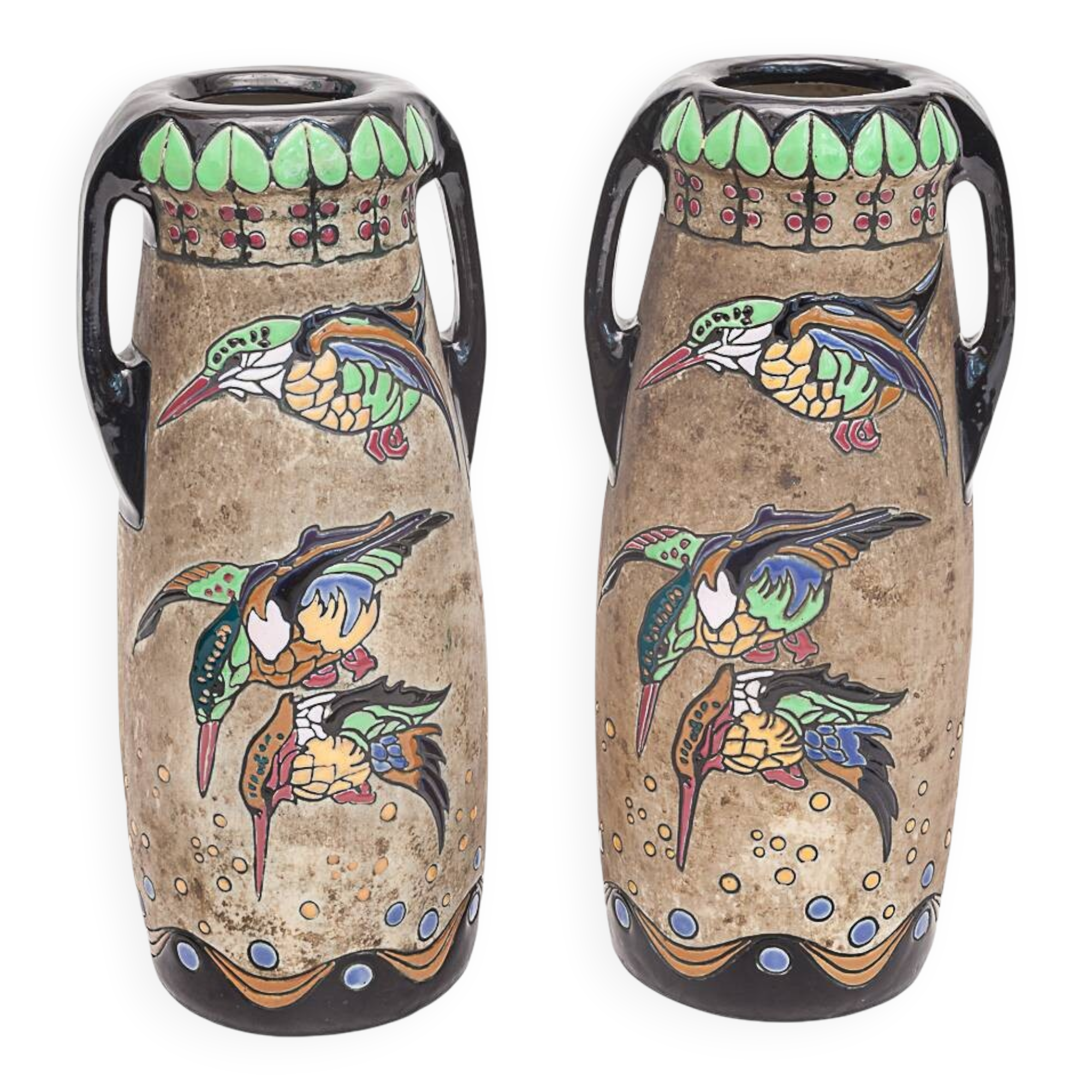 Pair of large Art Nouveau amphorae