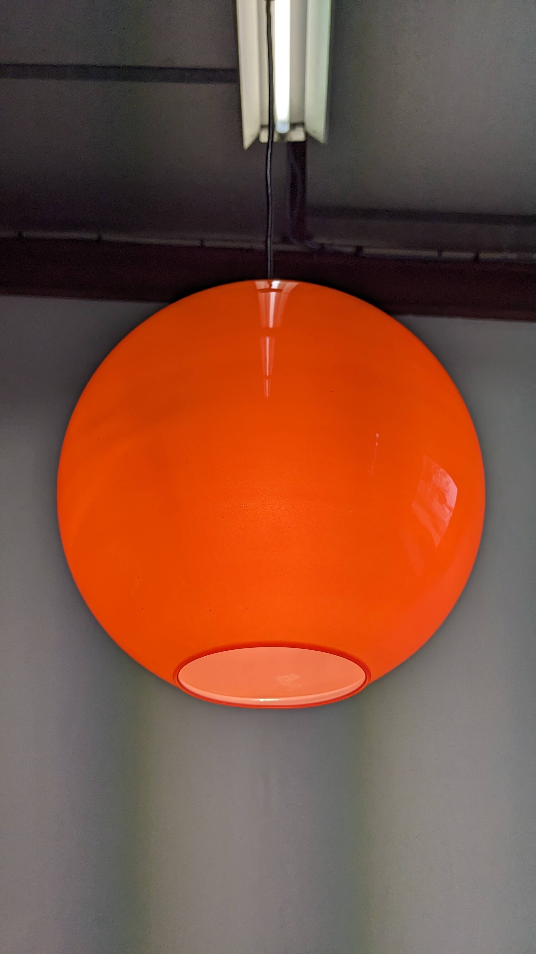 Orange opaline ball pendant from the 60s/70s