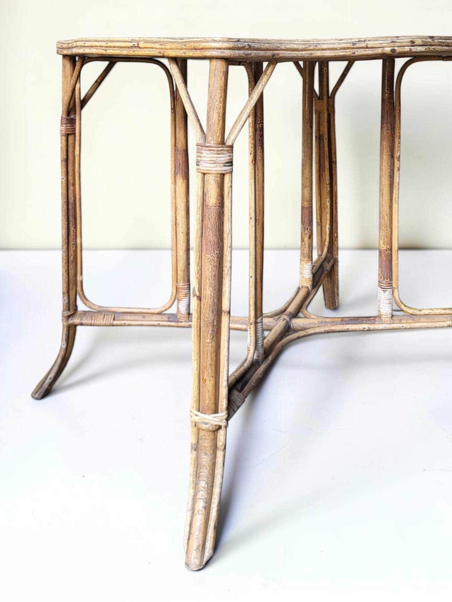 Natural rattan table, circa 1960-1970