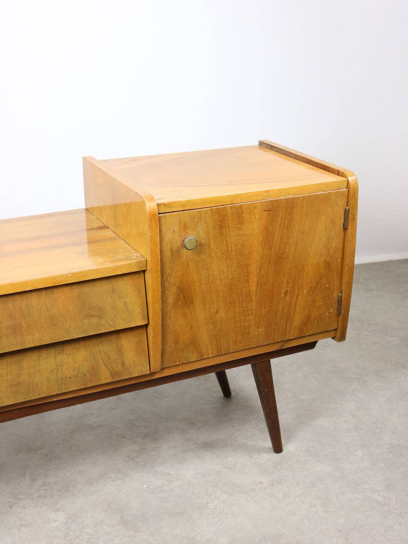 Mid-century Italian Wood and Brass Sideboard, 50s