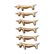 6 dog-shaped knife holders in fine gold-plated metal