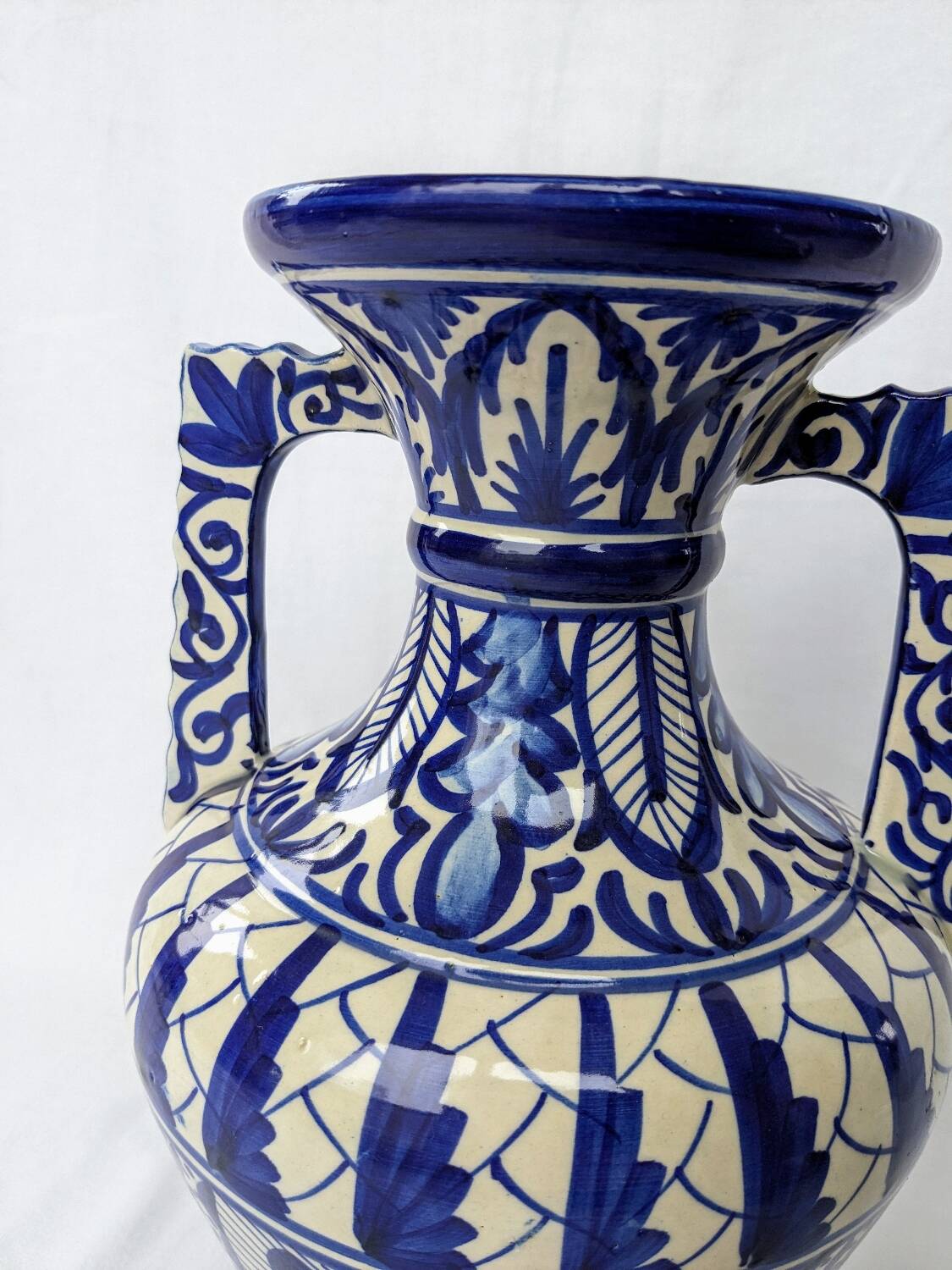 Blue ceramic amphora vase