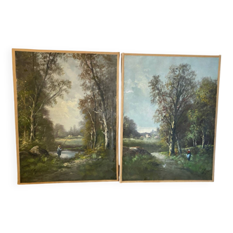 Pair of signed landscapes dated 1893