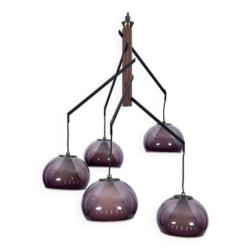 Rare Large Vintage brass and plexiglass chandelier by Lampter Milano, Italy 1950s