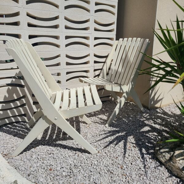 Chaise de jardin vintage années 1970 pliante