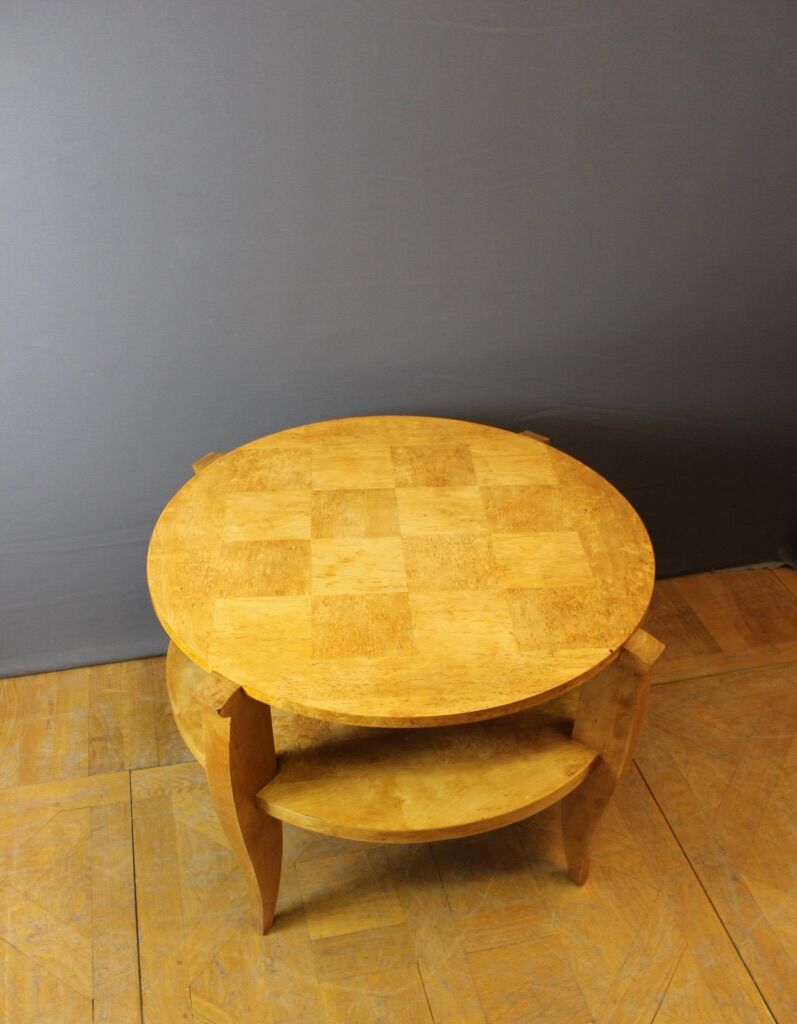Art Deco Period Pedestal Table in Birch From Norway to Two Trays Around 1930