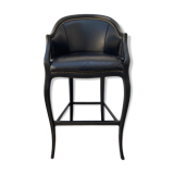 Tall black leather bar chair