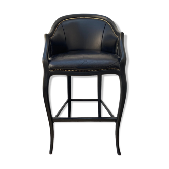Chaise haute de bar en cuir noir