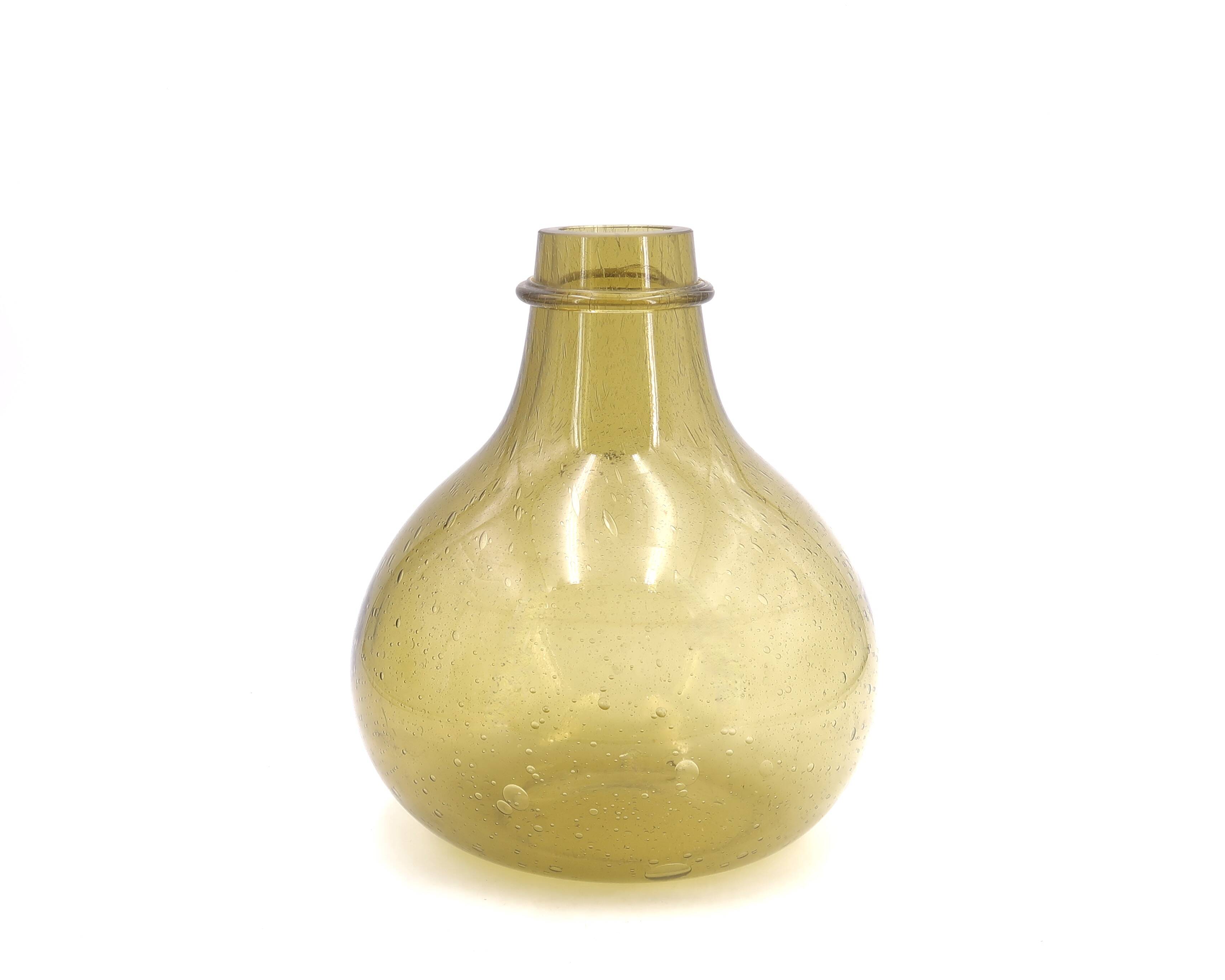 Dame Jeanne in green bubbled glass from Biot, 1950s