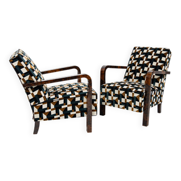 Paire de fauteuils Art Déco / Modernistes en noyer - 1930-1940