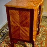 Transition style chest of drawers in rosewood and violet wood, ebony and gilded bronzes