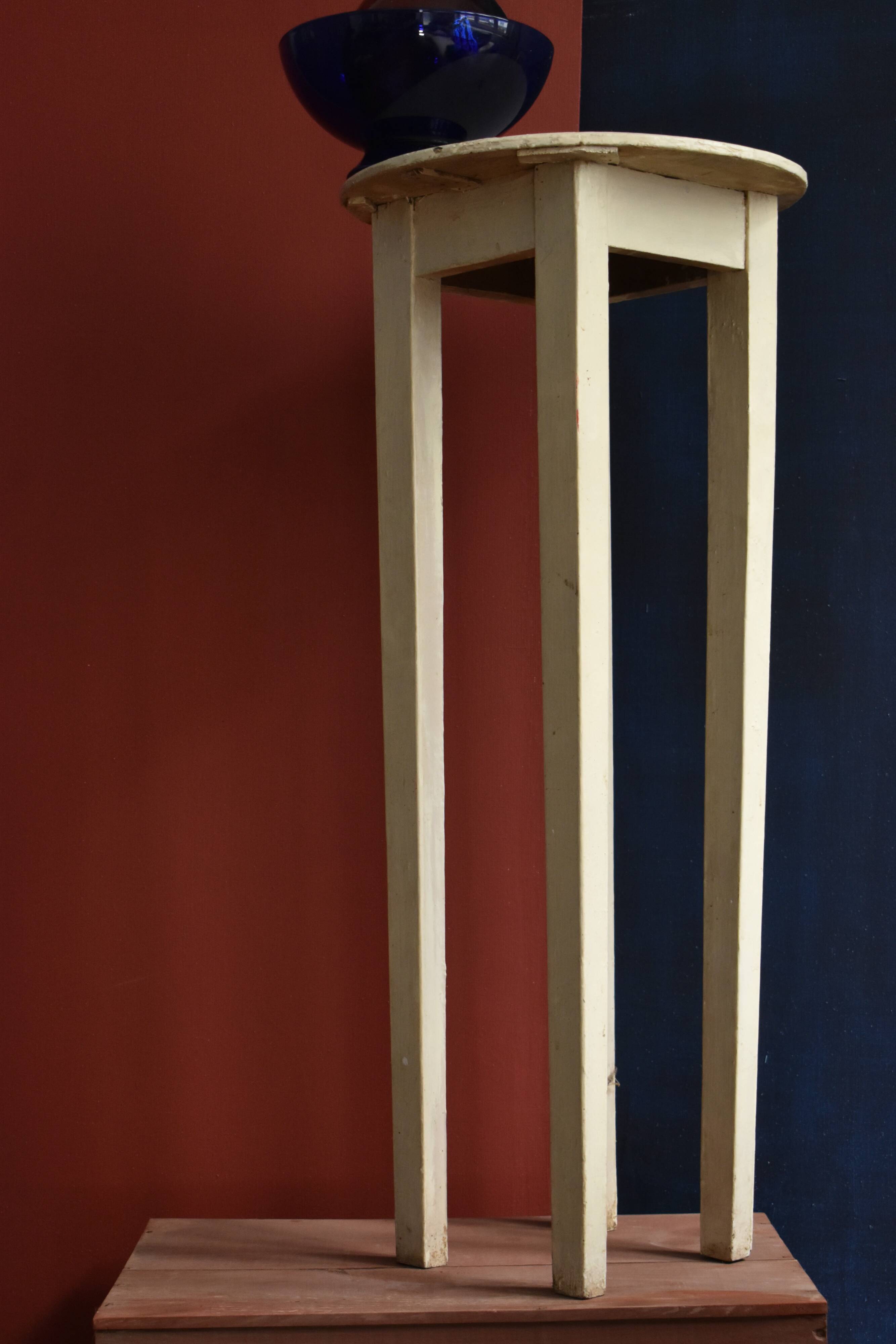 Old off-white wooden side table