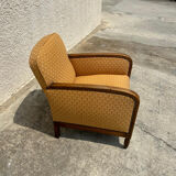 Art deco armchair in wood and fabric