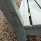 Veranda garden bench in patinated almond green solid wood