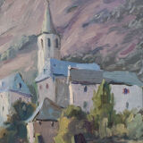 Vicente Gomez Fuste - Post Impressionist Village and Mountains