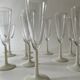 Set of 9 champagne glasses in glass and frosted opaline glass, France 1970