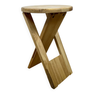 Tabouret pliant en hêtre attribué à Roger Tallon pour Sentou, 1970/80