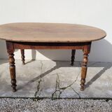 Oval Burgundy Farm Table in solid oak 19th