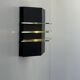 Vintage black metal and glass wall lamp, France 1980