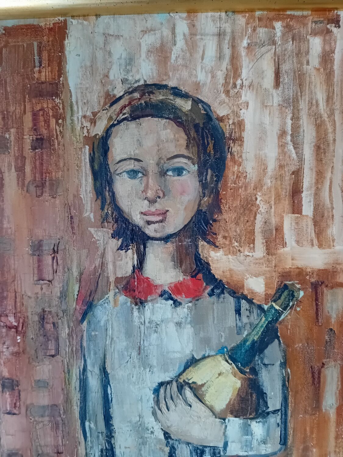Painting young girl with bottle