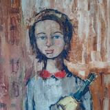 Tableau jeune fille à la bouteille