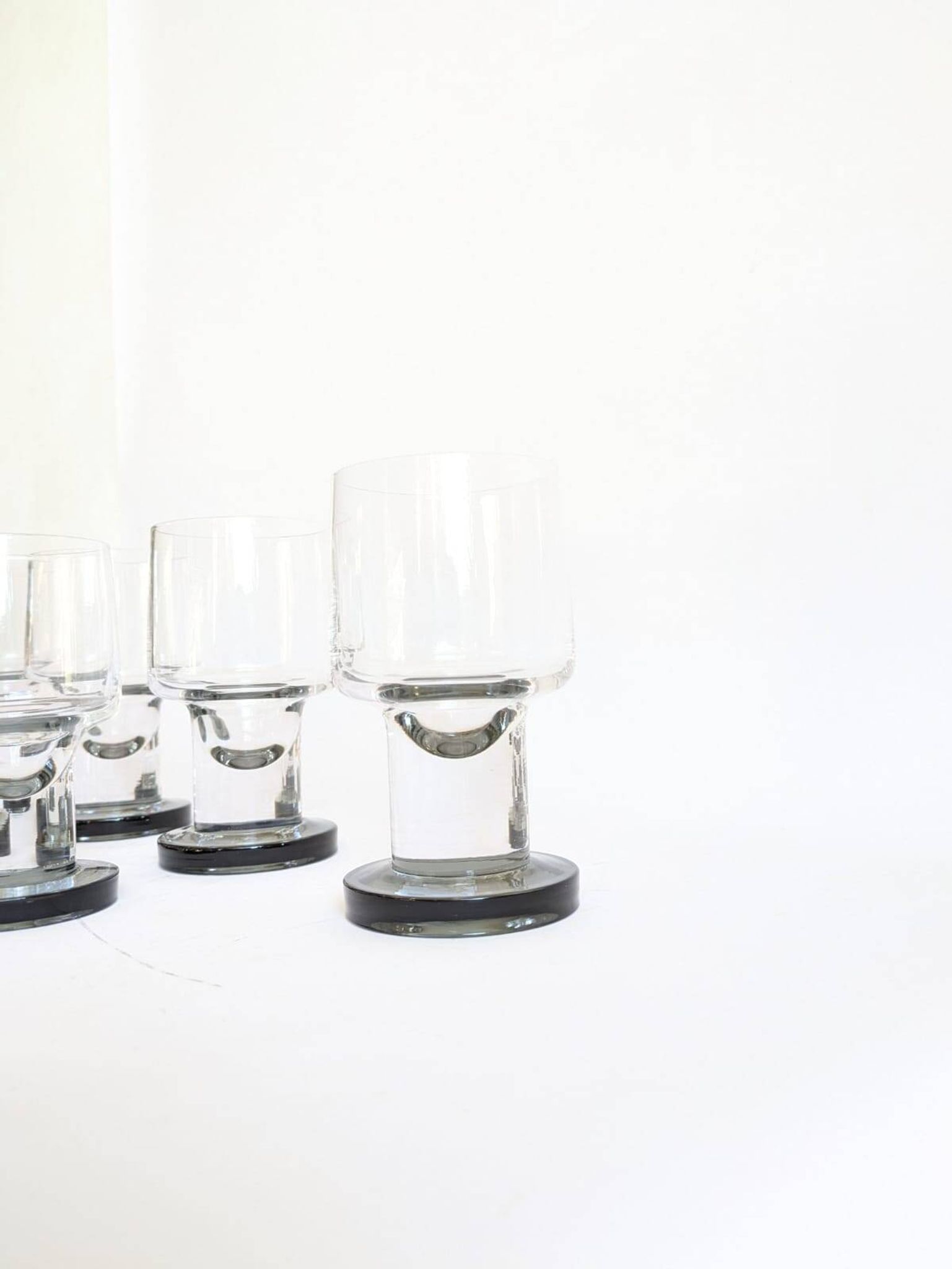 Space age Crystal drinking glasses in three sizes by Bayel, France 1970s
