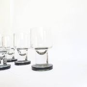 Space age Crystal drinking glasses in three sizes by Bayel, France 1970s