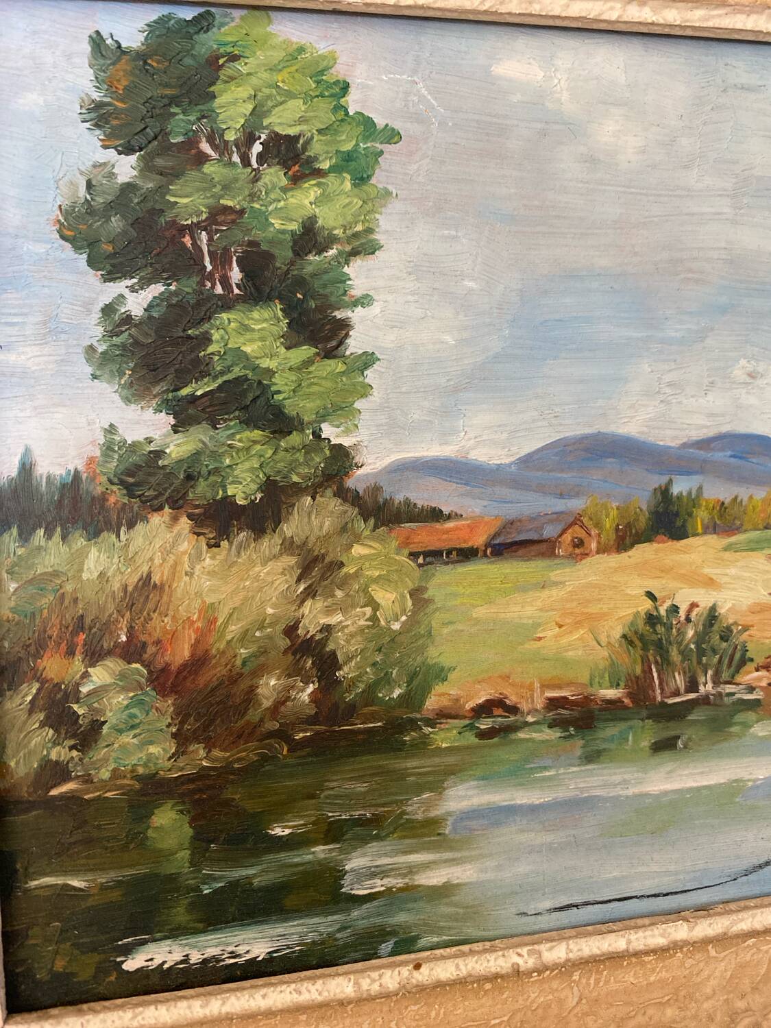 Peinture paysage de campagne signée