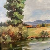 Peinture paysage de campagne signée