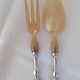Salad cutlery, Alfénide Christofle, Tosca model, horn and silver metal.