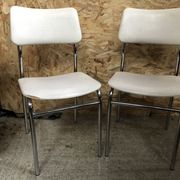 Pair of antique chairs chrome metal and skaï white 70s vintage