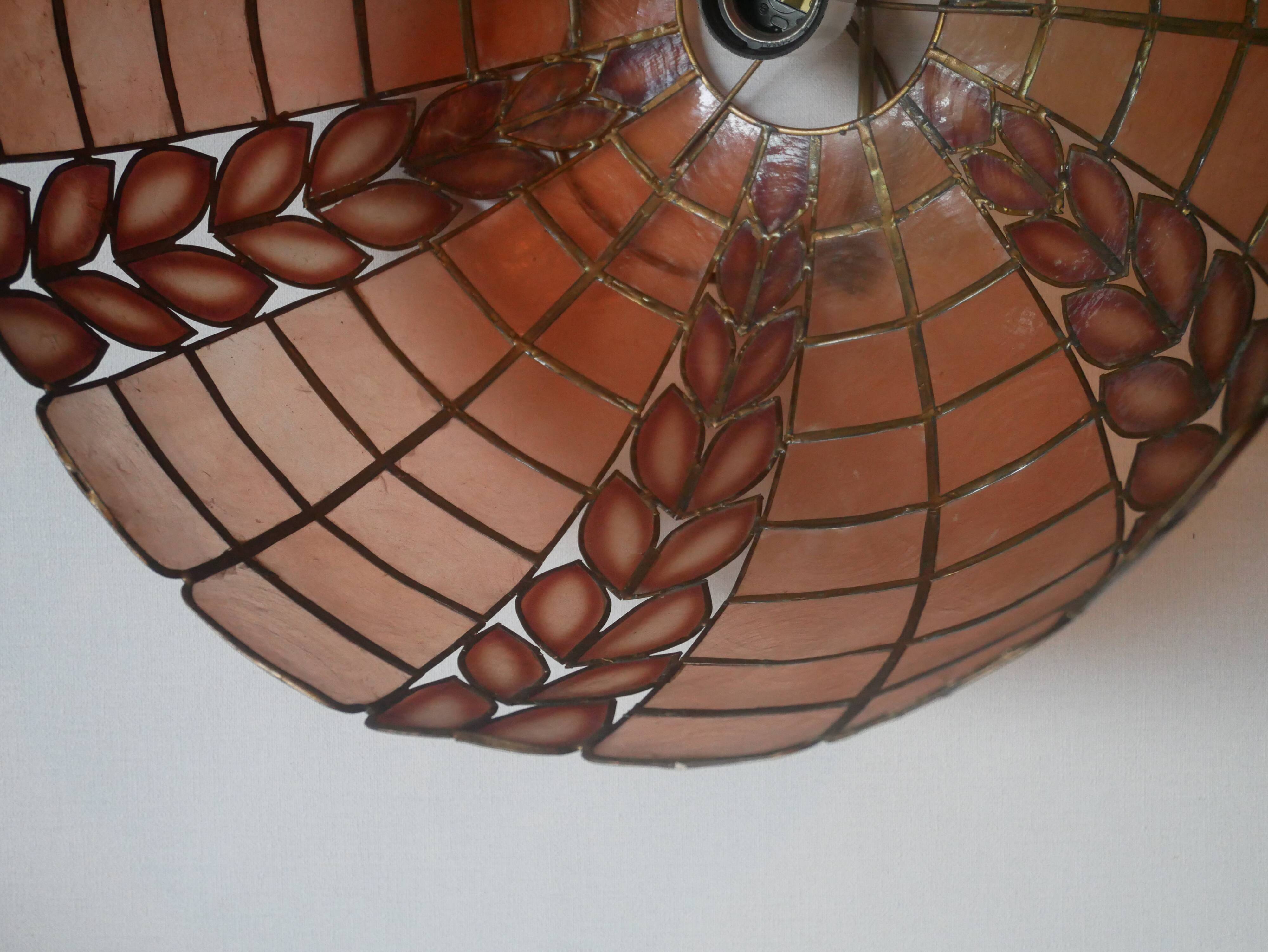 Mother-of-pearl brass pendant chandelier, bohemian country decoration, handcrafted