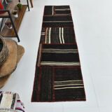 2x8 brown & beige vintage runner rug 66x248cm