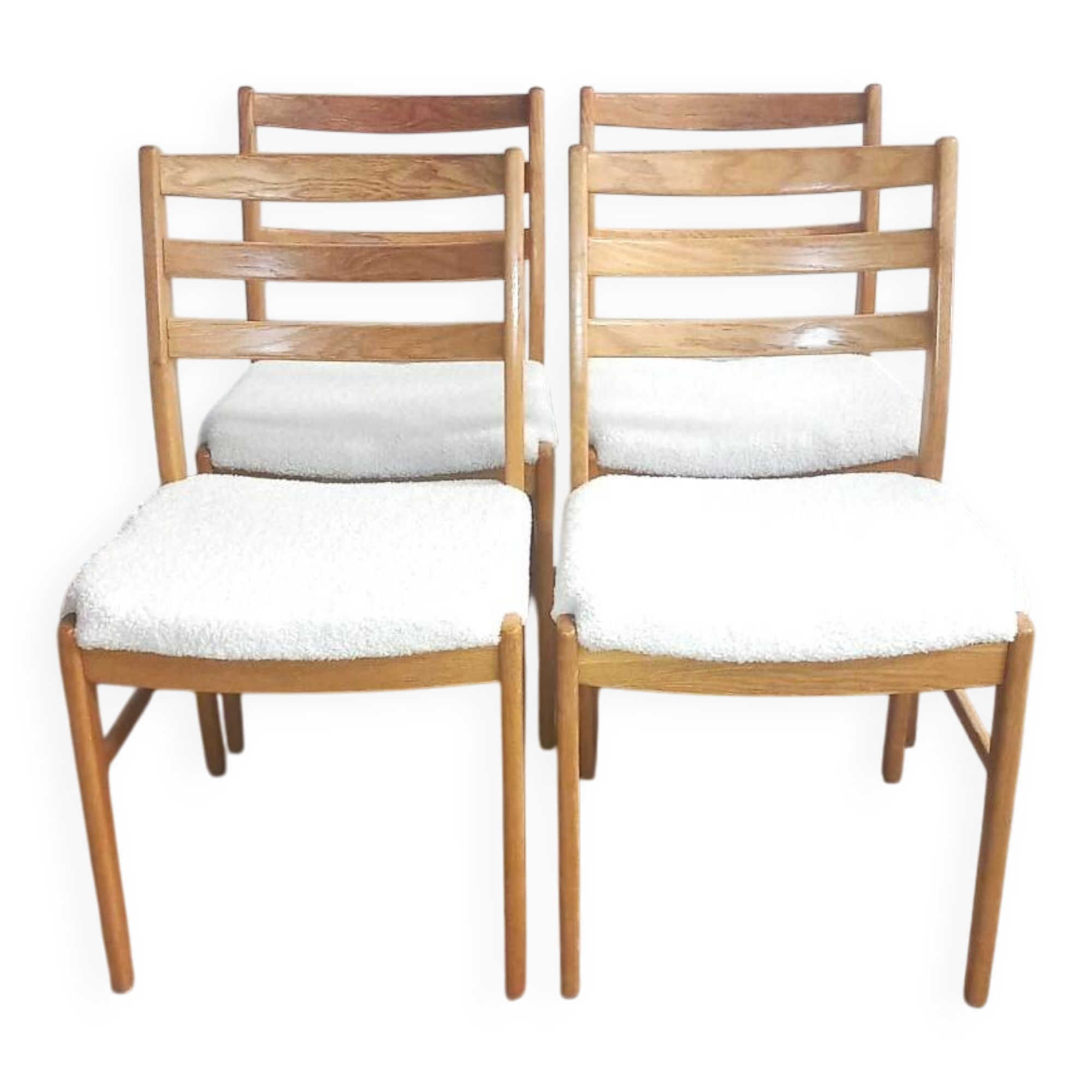 Set of 4 vintage faux sheepskin chairs 1960 Denmark