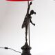 Pair of bronze lamps with red shades