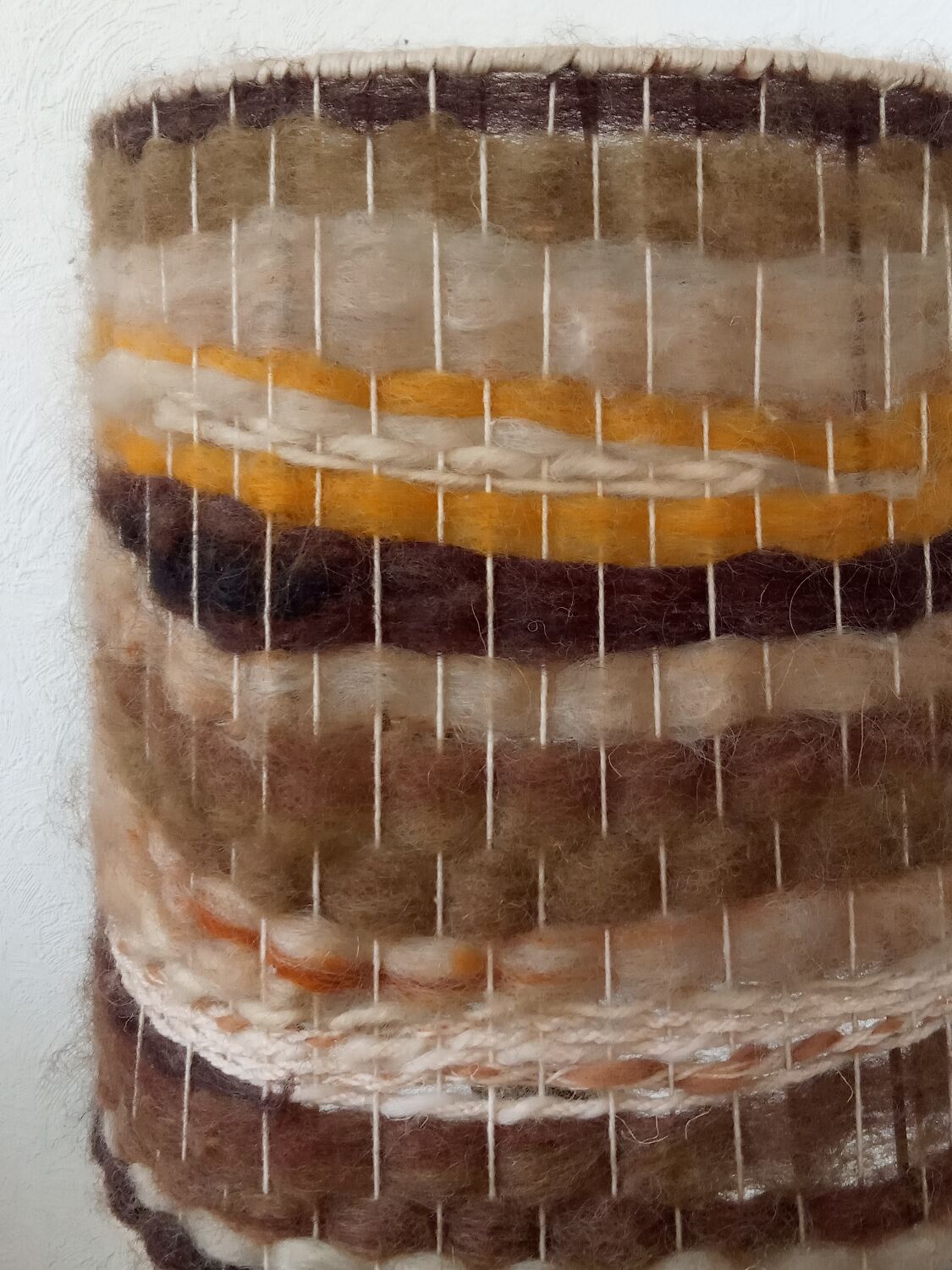 Sandstone lamp, wool lampshade, 50s/60s