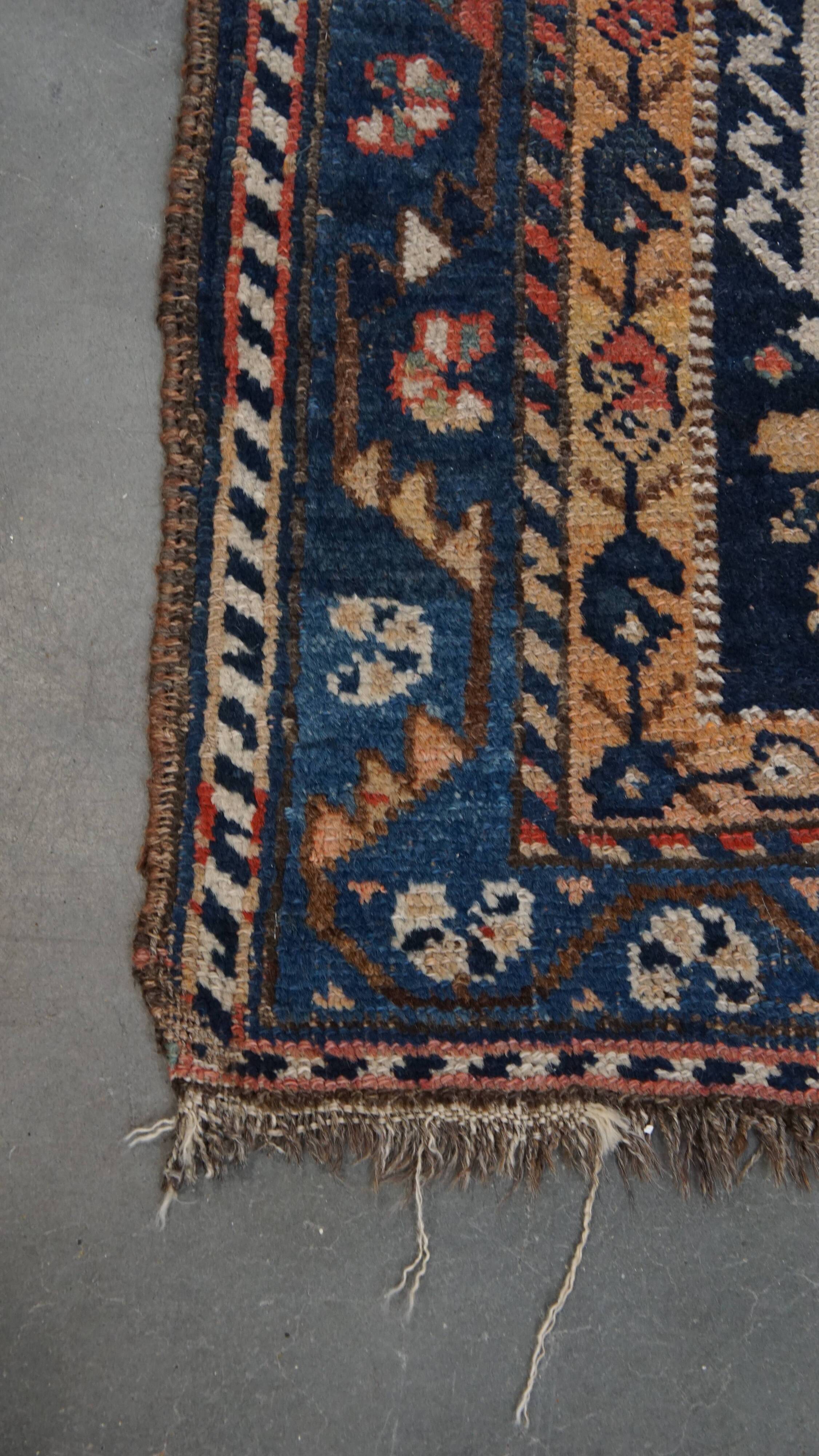 Vintage Hand-Knotted Rug with Patterns – 172x88cm