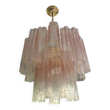 Murano Style Glass "Tronchi" Chandelier With Gold 24k Metal Frame