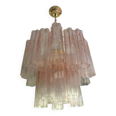 Murano Style Glass "Tronchi" Chandelier With Gold 24k Metal Frame