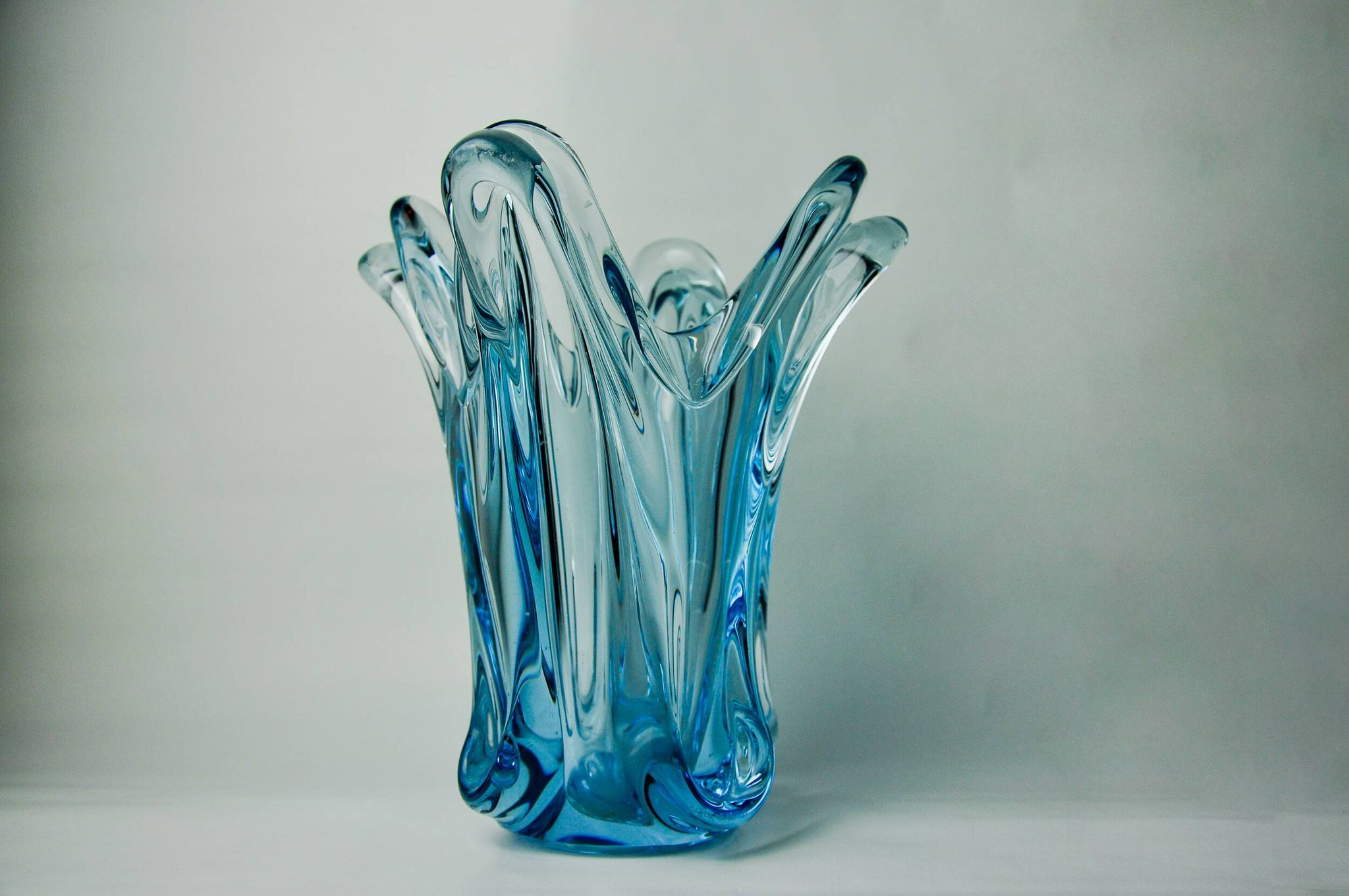 Blue seguso vase in murano glass, italy, 1970