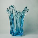 Blue seguso vase in murano glass, italy, 1970