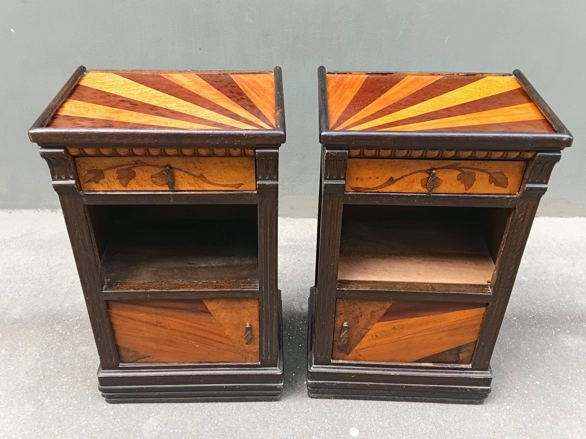 Pair of Art Deco bedside tables from the 1920s.