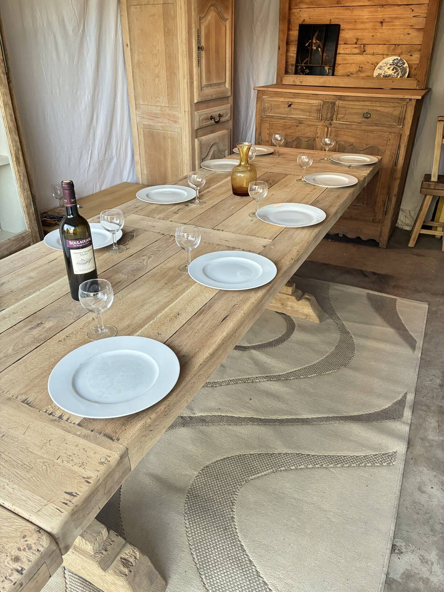 Monastery table with extensions in solid oak
