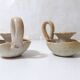 pair of vintage stoneware candlesticks